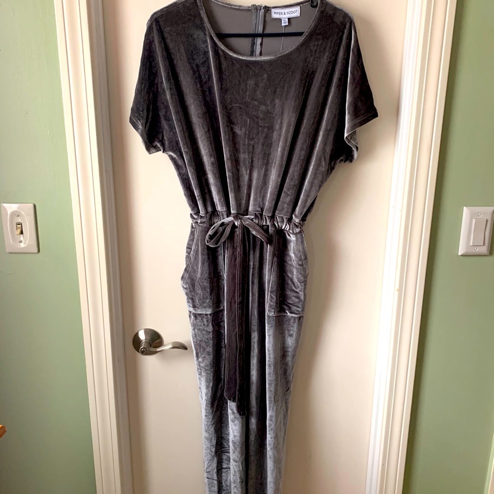 Gray Velvet Jumpsuit